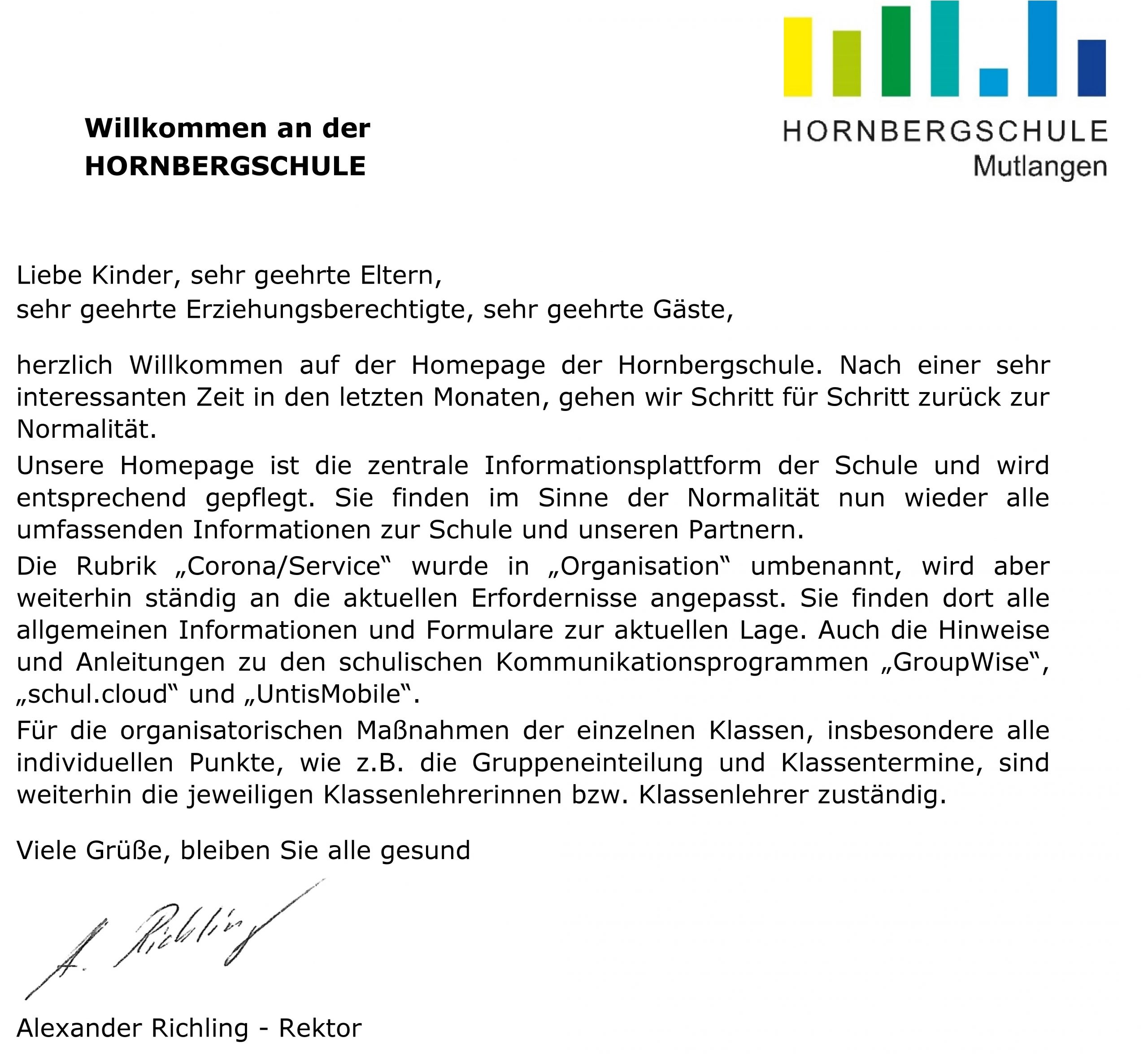 INFORMATION - WILLKOMMEN AN DER SCHULE