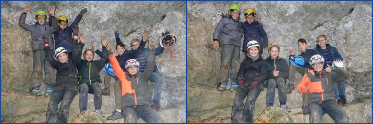 Schüler der Hornbergschule Mutlangen erkunden die Gustav-Jakobs-Höhle auf der Schwäbischen Alb